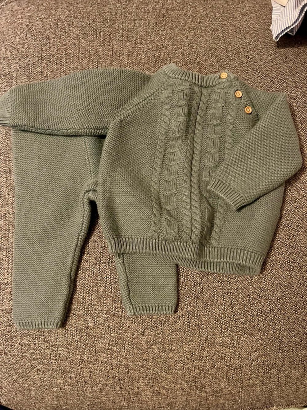 Little Planet Organic Cable Knit Baby Sweater & Pants Set - Sage Green